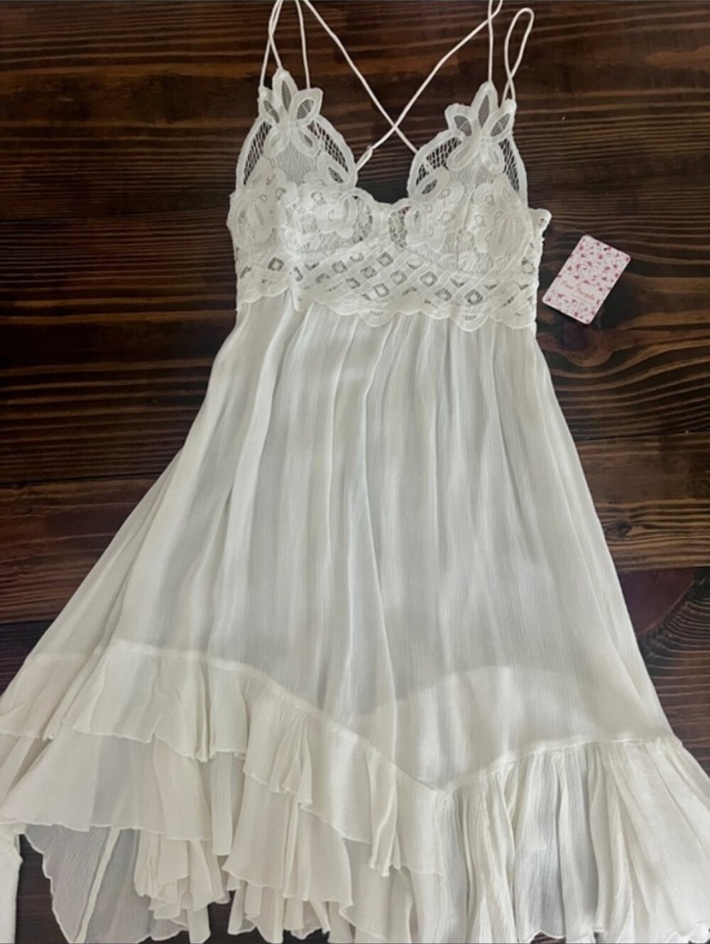 Free People NWT White Lace Bodice Spaghetti Strap Dress 3 DAYS PRICED LOW. - Picture 2 of 7